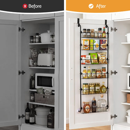 Artiss 2x Over Door Storage Pantry Organiser 6-Tier Metal Hanger Hook Black
