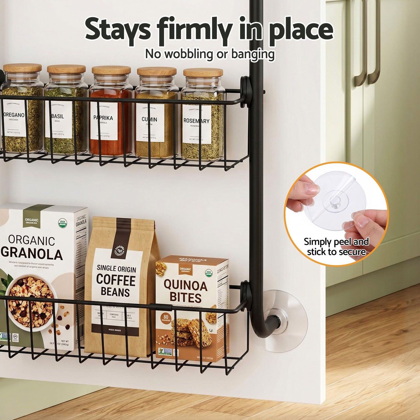 Artiss 2x Over Door Storage Pantry Organiser 6-Tier Metal Hanger Hook Black