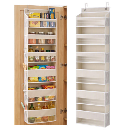 Artiss 2X Over Door Storage Hangers Pantry 6-Tier Organiser Pockets Fabric Beige