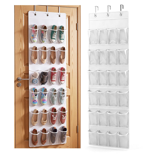 Artiss Over Door Shoe Organiser Storage X2 6-Tier Pantry Hanger 24 Pockets White