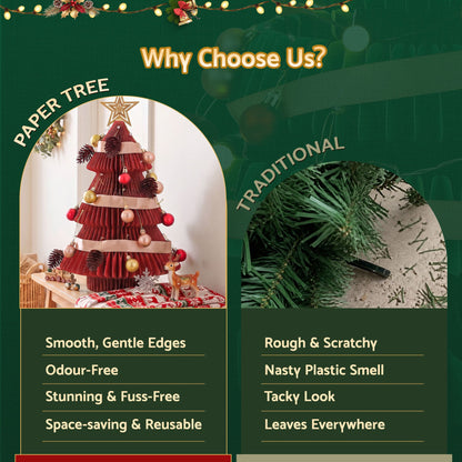 Jingle Jollys 2PCS Folding Tabletop Christmas Tree Xmas Decorations Red & Green