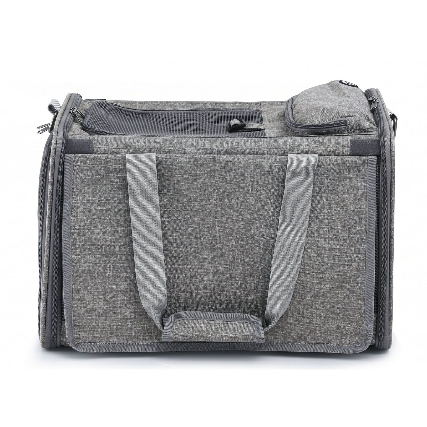 i.Pet Pet Carrier Bag Foldable Dog Cat Durable Crate Travel Cage Portable Car Kennel Grey