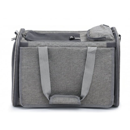 i.Pet Pet Carrier Bag Foldable Dog Cat Durable Crate Travel Cage Portable Car Kennel Grey