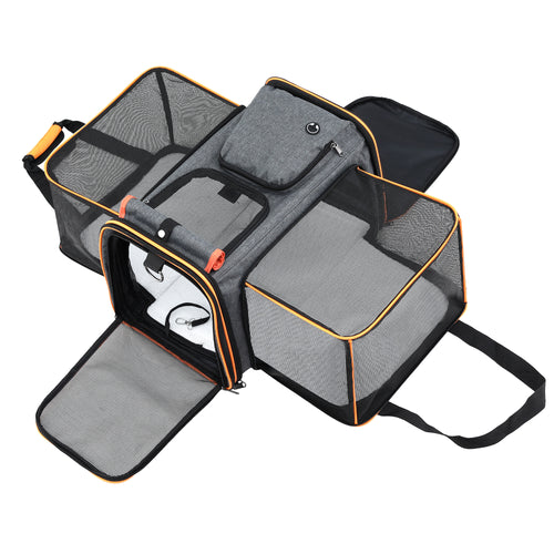 i.Pet Pet Carrier Bag Foldable Expandable Dog Cat Travel Cage Portable Car Kennel