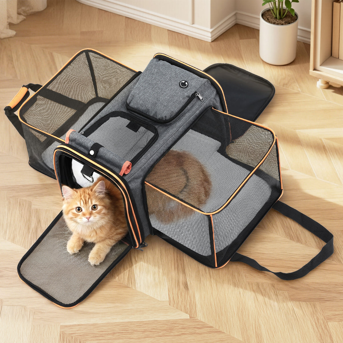 i.Pet Pet Carrier Bag Foldable Expandable Dog Cat Travel Cage Portable Car Kennel