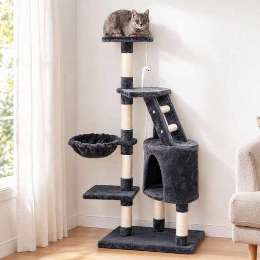 i.Pet Cat Tree 120cm Tower Scratching Post Scratcher Wood Condo House Bed Toys