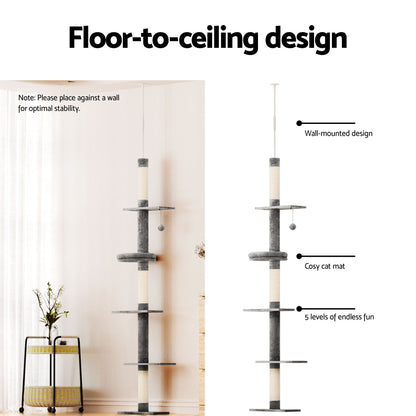 i.Pet Cat Tree 290cm Tower Scratching Post Scratcher Floor to Ceiling Cats Bed