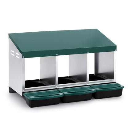 i.Pet Chicken Nesting Box Roll Away 3 Holes Metal Wall Mounted Nest Box Green