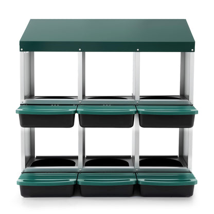 i.Pet Chicken Nesting Box Roll Away Metal Nesting Box Wall Mounted 6 Holes Green