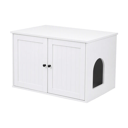 i.Pet 80x53cm Cat Litter Box Enclosure Hidden Litter Tray Cabinet Furniture White