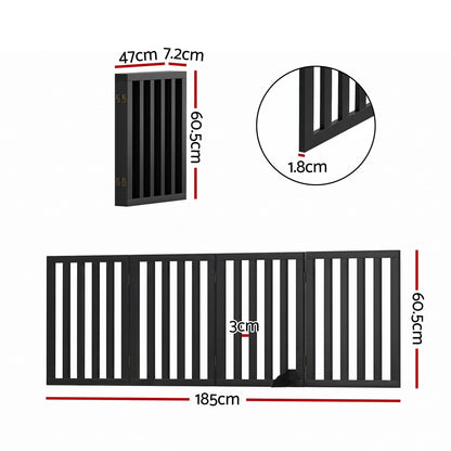 i.Pet Dog Gate Playpen Enclosure 4 Panels Pet Door Fence Wooden Play Pen Stair