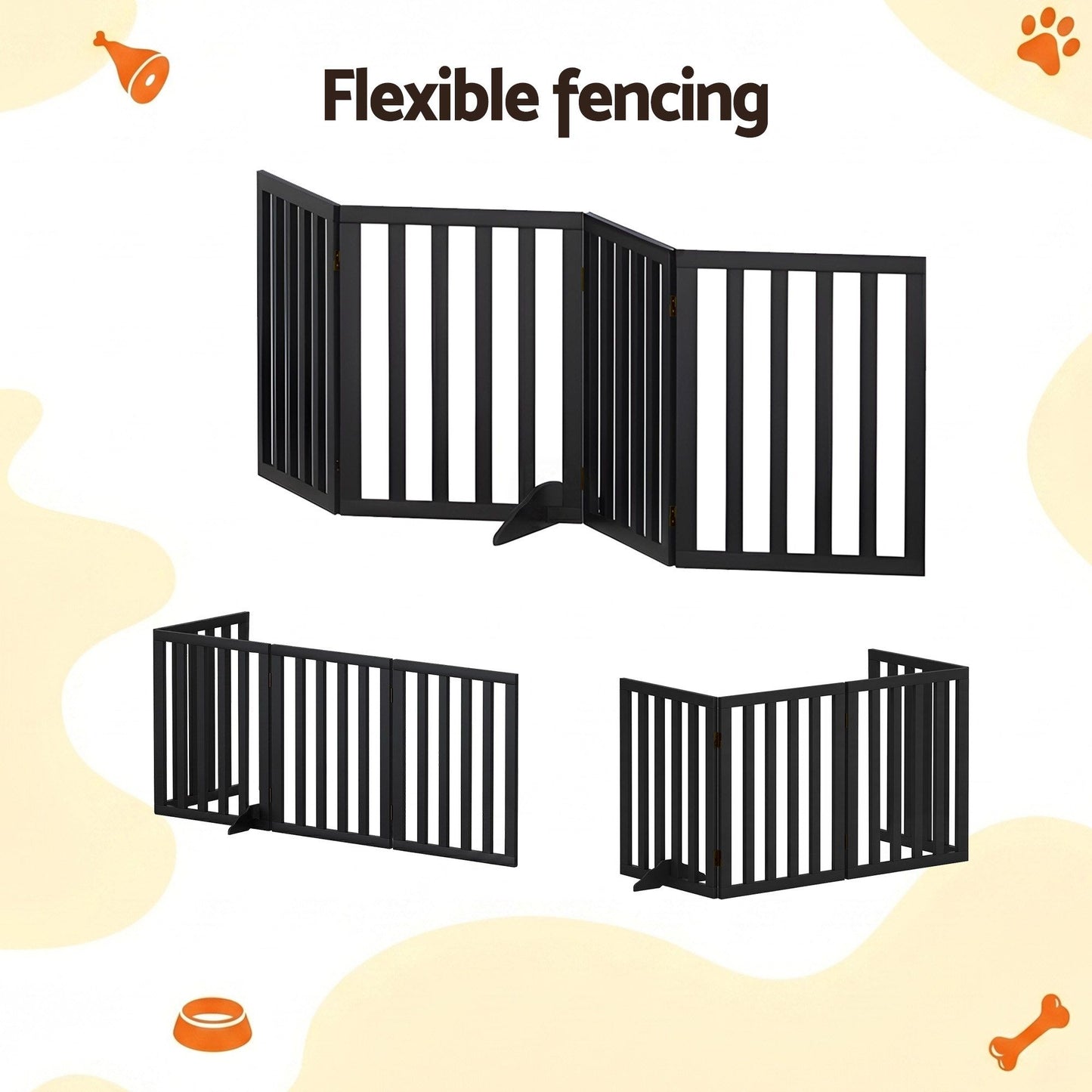 i.Pet Dog Gate Playpen Enclosure 4 Panels Pet Door Fence Wooden Play Pen Stair