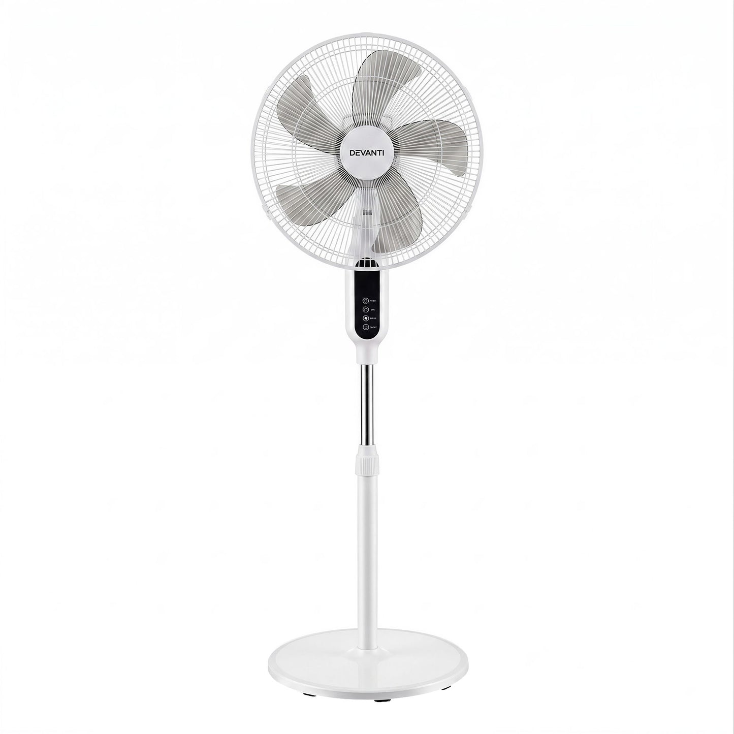 DEVANTI 16" Pedestal Fan with Remote 3 Speeds 8H Timer, White