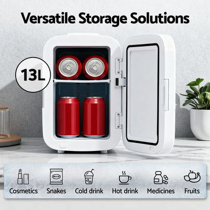 Glacio Mini Fridge Portable 13L White Electric Cooler Warmer 12V 220V