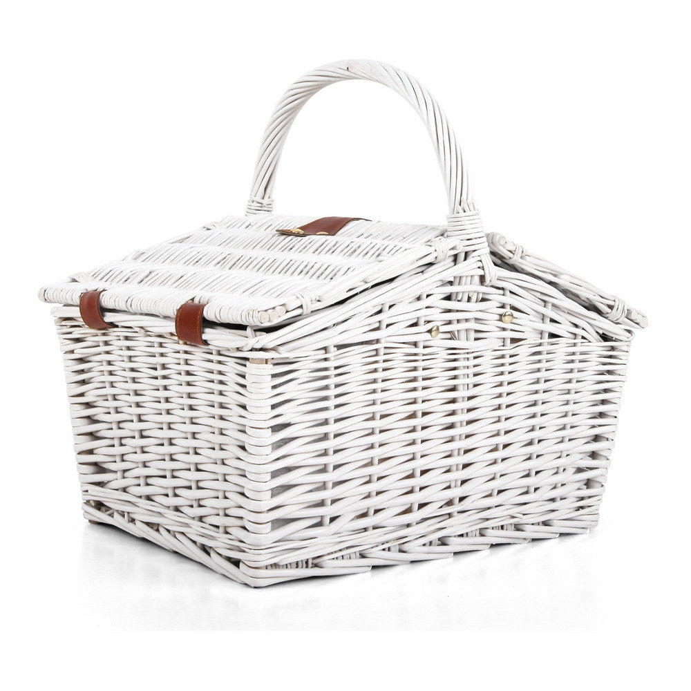 Alfresco 2 Person Picnic Basket Set Willow Vintage Baskets Insulated Blanket Bag