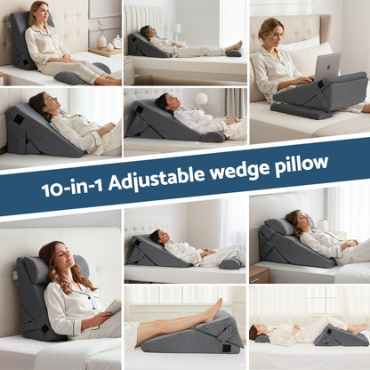 Giselle Bedding Adjustable Wedge Pillow Grey
