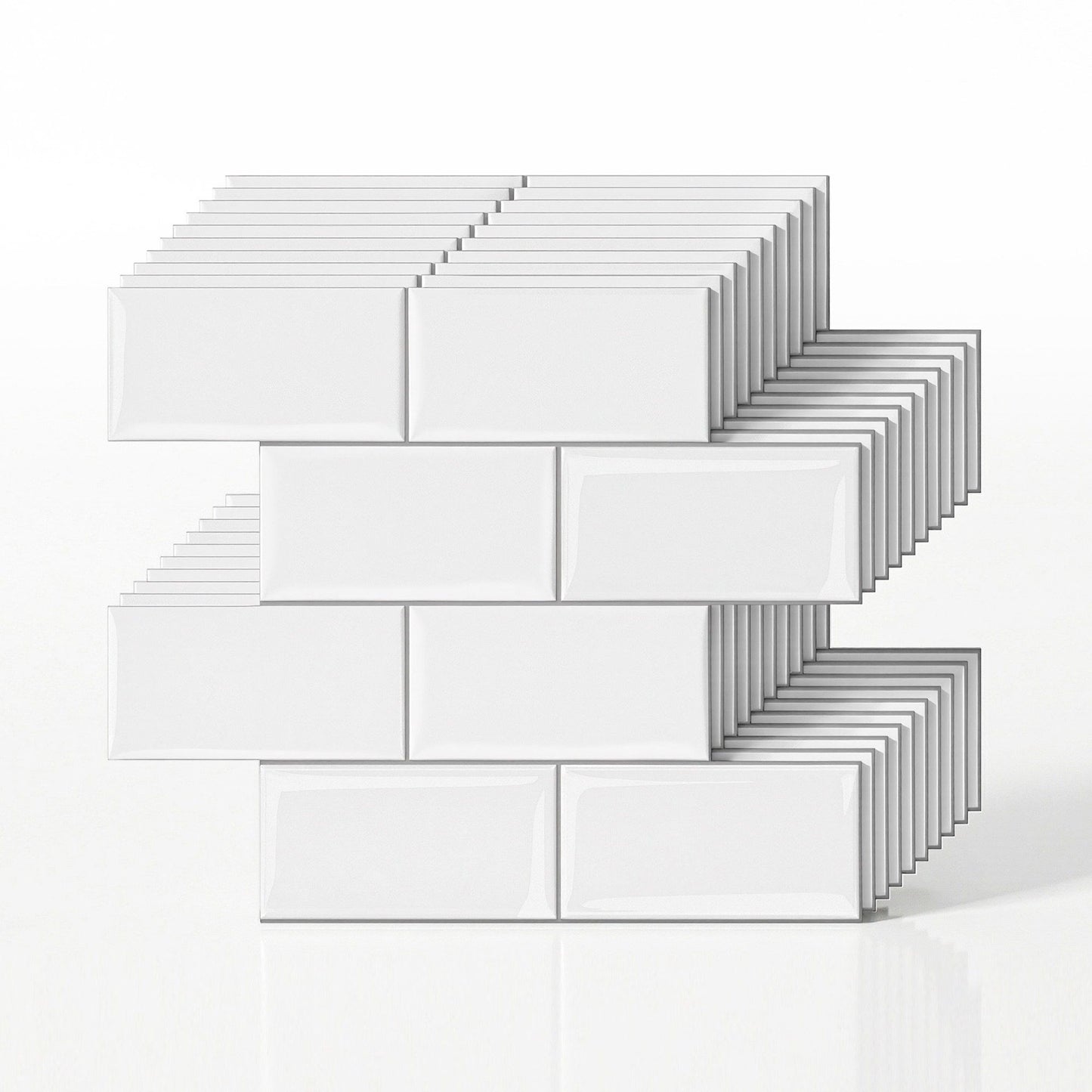 Artiss 3D Peel and Stick Wall Tiles Self Adhesive Subway Backsplash 10 Sheets, White