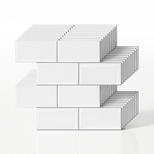Artiss 3D Peel and Stick Wall Tiles Self Adhesive Subway Backsplash 10 Sheets, White