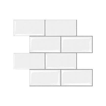 Artiss 3D Peel and Stick Wall Tiles Self Adhesive Subway Backsplash 10 Sheets, White