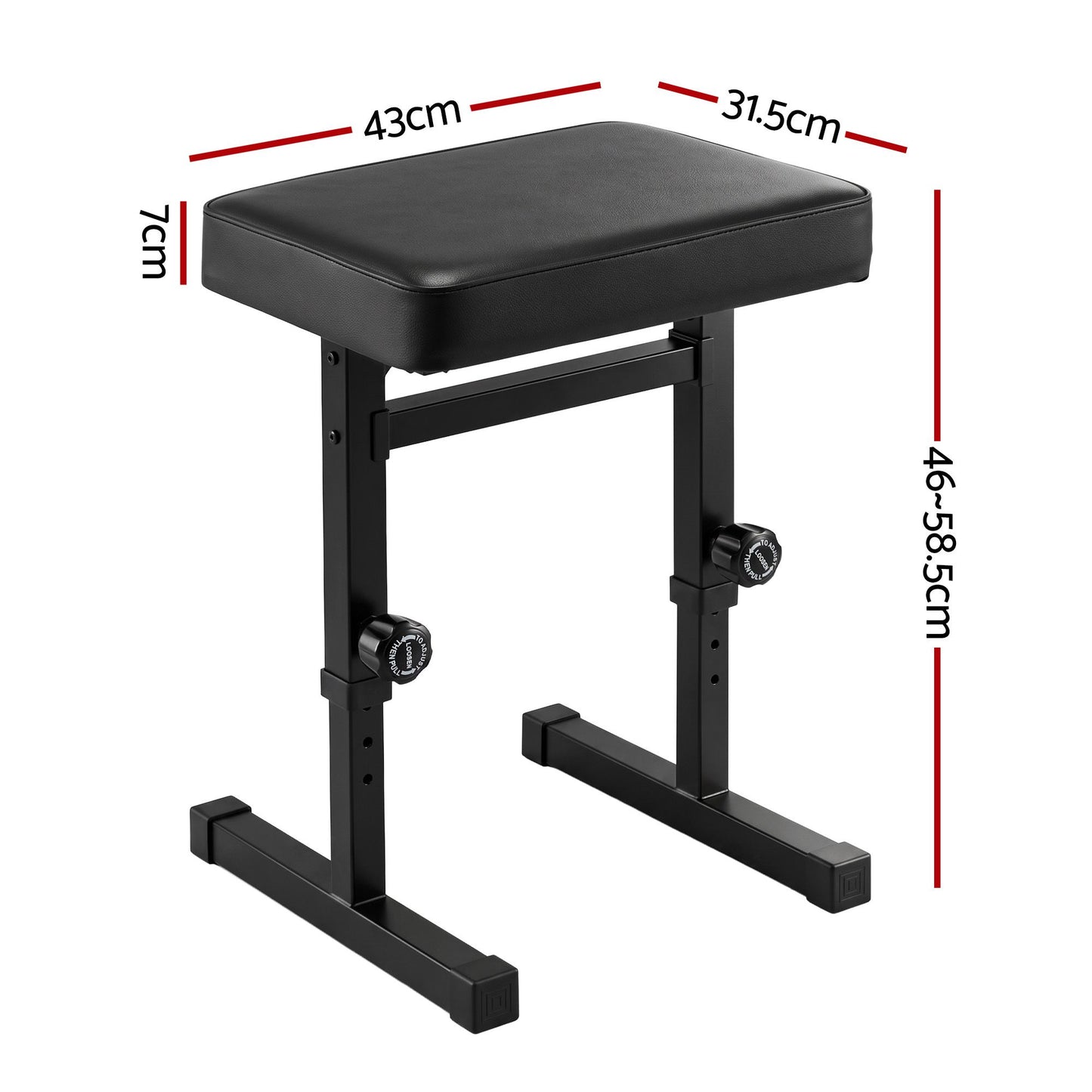 Alpha Piano Bench Adjustable Seat Heavy Duty H-Shape Piano Stool Black