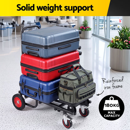 Giantz Foldable Hand Trolley Collapsible Transport Cart 180kg Load Black