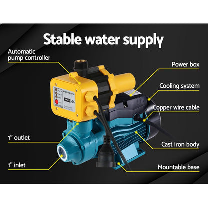 Giantz Peripheral Water Pump Garden Boiler Car Wash Electric Irrigation QB60 Yellow