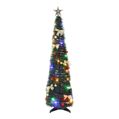 Jingle Jollys Pop Up Christmas Tree Pre Decorated Multicolour LED 155cm