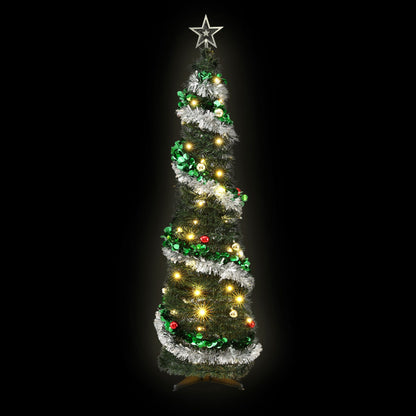 Jingle Jollys Pop Up Christmas Tree Pre Decorated Warm White LED 155cm