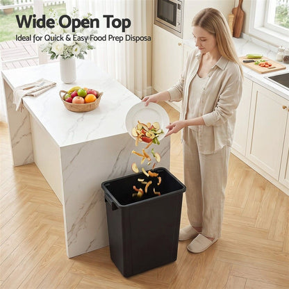 Cefito 35L Rubbish Bin Waste Dustbin Open Top Trash Can Kitchen Office Dark Grey
