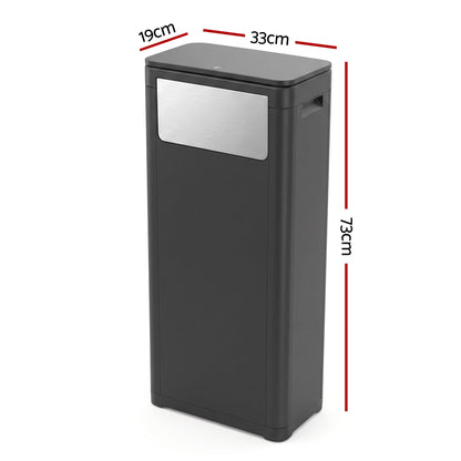 Cefito 30L Commercial Trash Can with Lid Front Push Flap Rubbish Bin Black