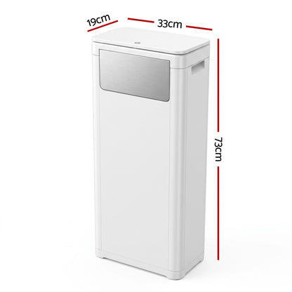 Cefito 30L Commercial Trash Can with Lid Front Push Flap Rubbish Bin White