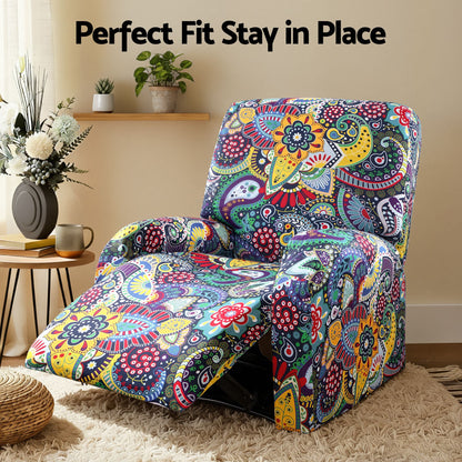 Artiss Split Stretch Recliner Chair Cover, Printed Non Slip Slipcover