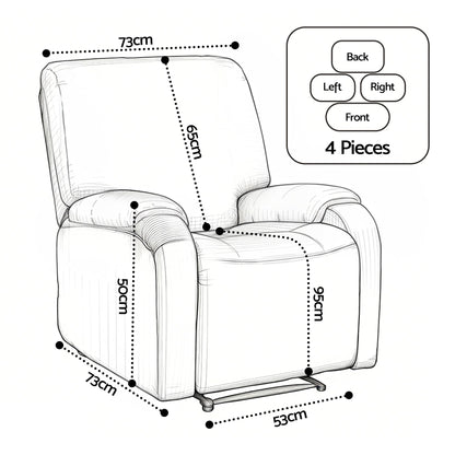 Artiss Split Stretch Recliner Chair Cover, Printed Non Slip Pet Friendly Washable Slipcover for Single Armchair