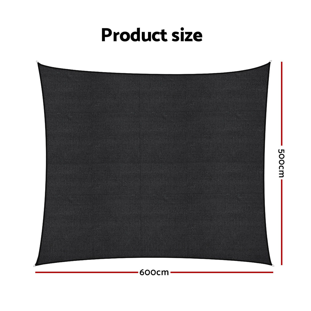 Instahut Sun Shade Sail Cloth 98% UV Block Outdoor Canopy Rectangle 5X6M Black
