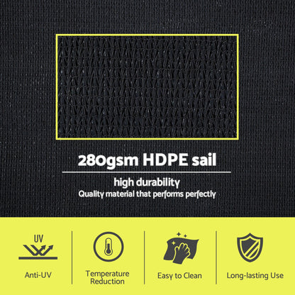 Instahut Sun Shade Sail Cloth 98% UV Block Outdoor Canopy Rectangle 5X6M Black