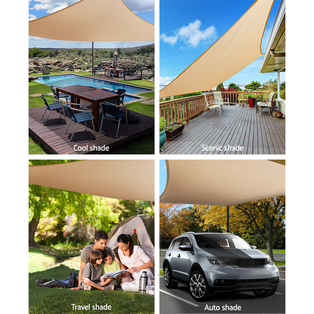 Instahut Shade Sail 4x6m Rectangle 280GSM 98% Sand Shade Cloth