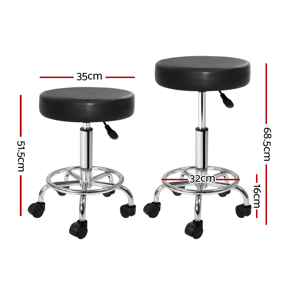 Artiss 2x Salon Stool Round Swivel Chair Black