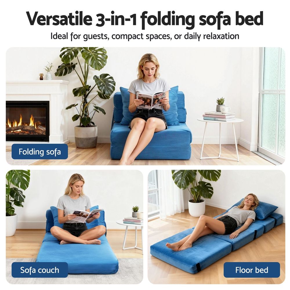 Artiss Convertible Folding Sofa Bed Armless Lounger Foam Floor Sofas Futons Couches