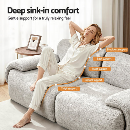 Artiss 2 Seater Sofa Modular Sectional Sofas Couch Bed No Assembly Living Room Grey