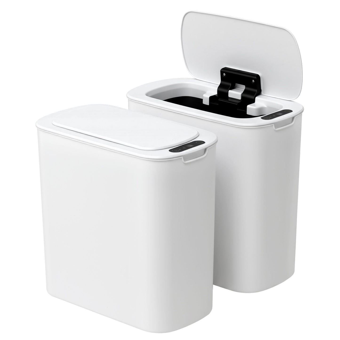 Devanti Automatic Trash Bin 2PCS with Lid 11L Motion Sensor Kitchen Bin Touchless Garbage Can Modern White Plastic Slim Rubbish Bin with Liner Holder for Kitchen, Home, Office