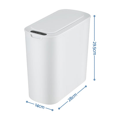 Devanti Automatic Trash Bin 2PCS with Lid 11L Motion Sensor Kitchen Bin Touchless Garbage Can Modern White Plastic Slim Rubbish Bin with Liner Holder for Kitchen, Home, Office
