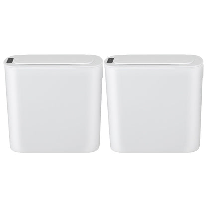Devanti Automatic Trash Bin 2PCS with Lid 11L Motion Sensor Kitchen Bin Touchless Garbage Can Modern White Plastic Slim Rubbish Bin with Liner Holder for Kitchen, Home, Office