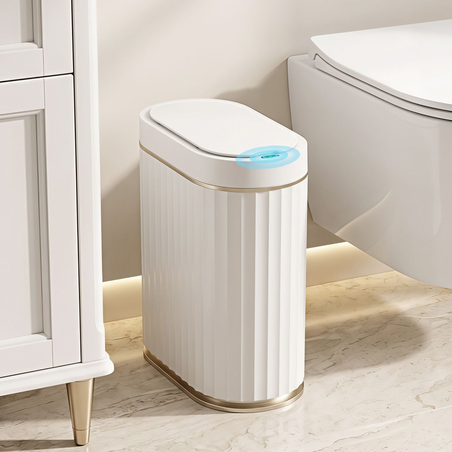 Devanti Sensor Bins 7L Motion Sensor Trash Can Slim Touchless Automatic Waste Bin White