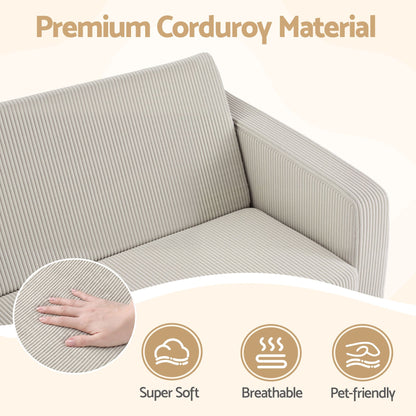 Artiss 2-in-1 Sofa Foam Couch with Side Pocket Light Grey