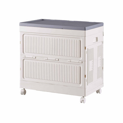 Artiss Foldable Storage Cabinet Stackable Box Flip-Top Rolling Organiser White
