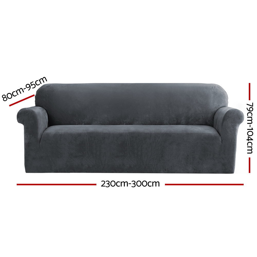 Artiss Sofa Cover Couch Covers 4 Seater Velvet Grey