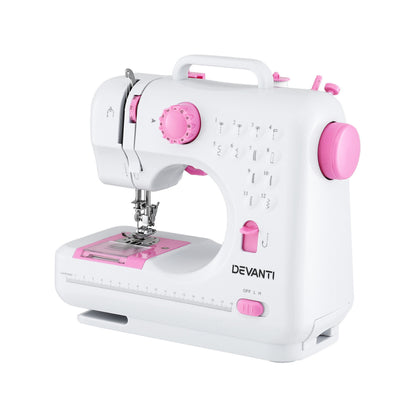 Devanti 12 Stitches Mini Sewing Machine for Beginners Portable Sewing Machine Kit with LED Lights