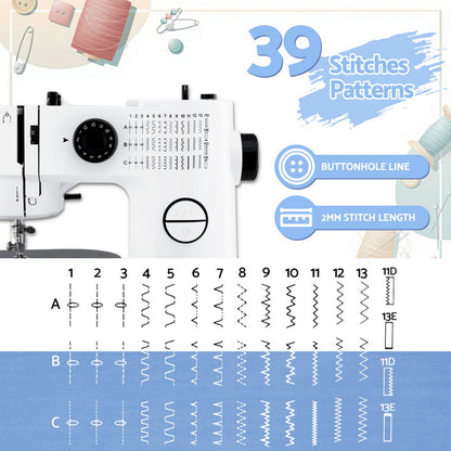 Devanti 39 Stitches Mini Sewing Machine Portable Sewing Machine Kit