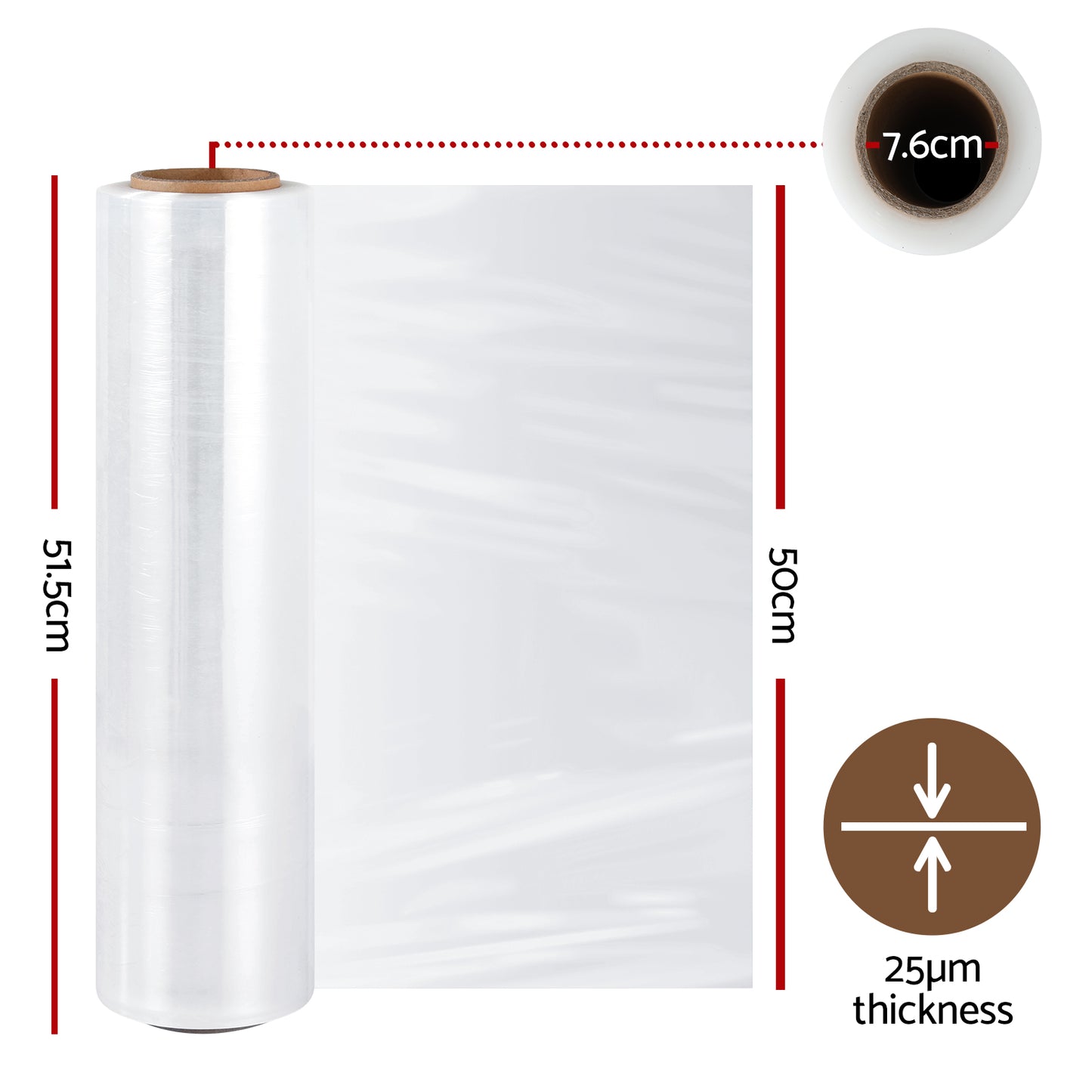 500mm x 400m Stretch Film Pallet Shrink Wrap 4 Rolls Package Use Plastic Clear