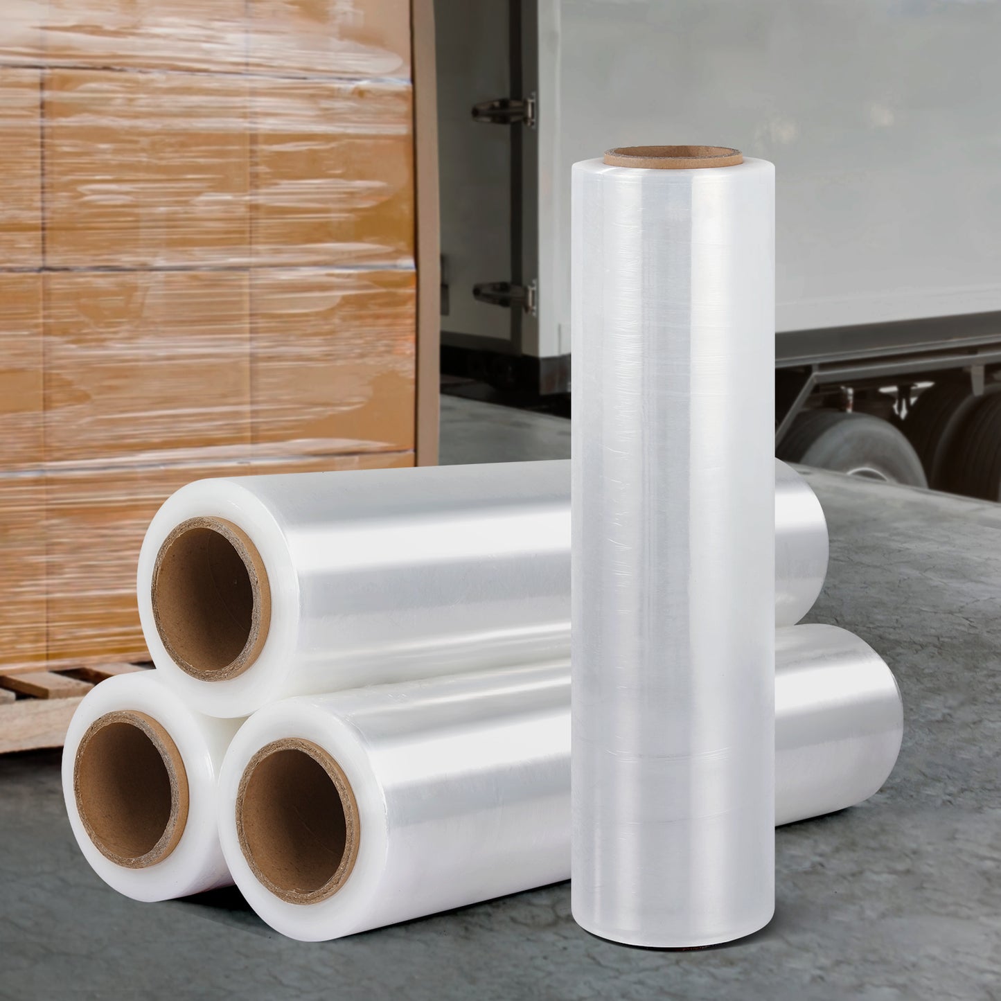 500mm x 400m Stretch Film Pallet Shrink Wrap 4 Rolls Package Use Plastic Clear